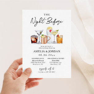 Invitación La noche antes del ensayo de la cena y la invitaci