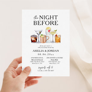 Invitación La noche antes del ensayo de la cena y la invitaci