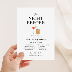 Invitación La noche antes del ensayo de la cena y la invitaci