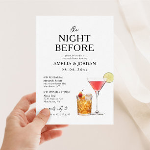 Invitación La noche antes del ensayo de la cena y la invitaci