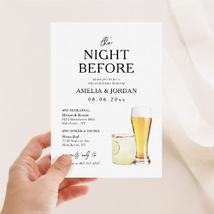 Invitación La noche antes del ensayo de la cena y la invitaci