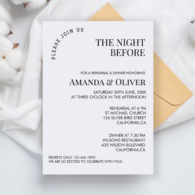 Invitación La noche antes del ensayo del Boda de bienvenida (Subido por el creador)
