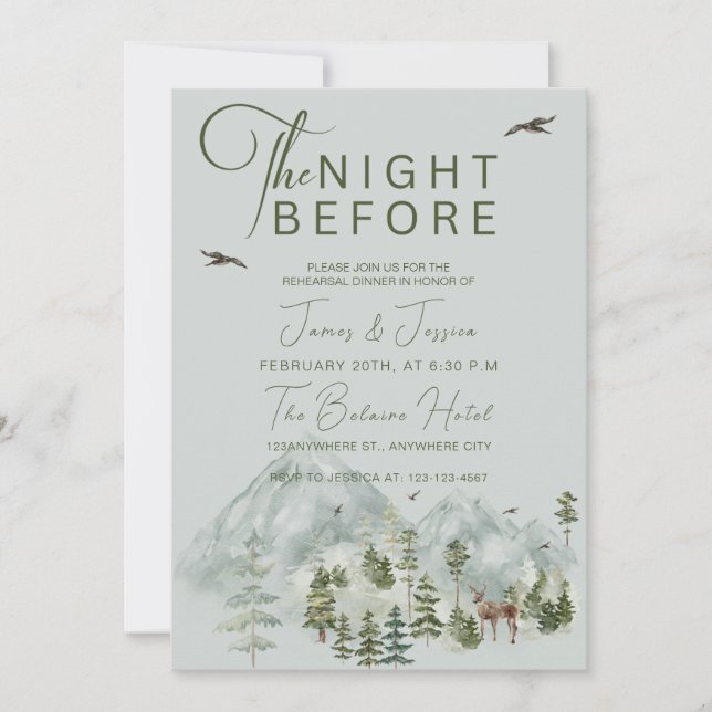 Invitación La noche antes del ensayo del Boda forestal de la  (Anverso)