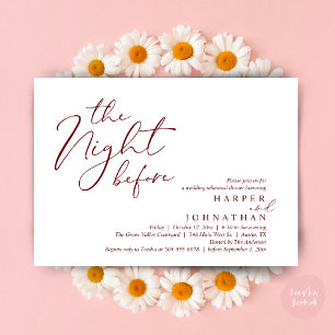 Invitación La noche antes del ensayo romántico Boda