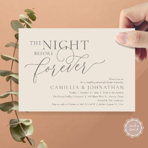 Invitación La Noche Antes para Siempre, Cena de Ensayo de Bod