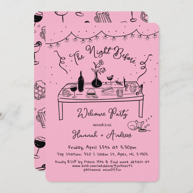 Invitación La noche de bienvenida de Hannah antes de chihuahu (Anverso / Reverso)