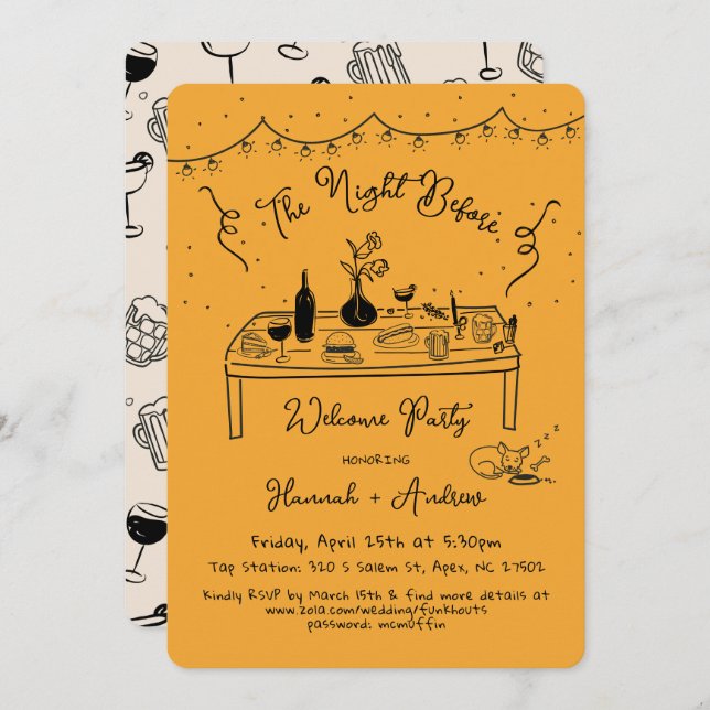 Invitación La noche de bienvenida de Hannah antes de chihuahu (Anverso / Reverso)