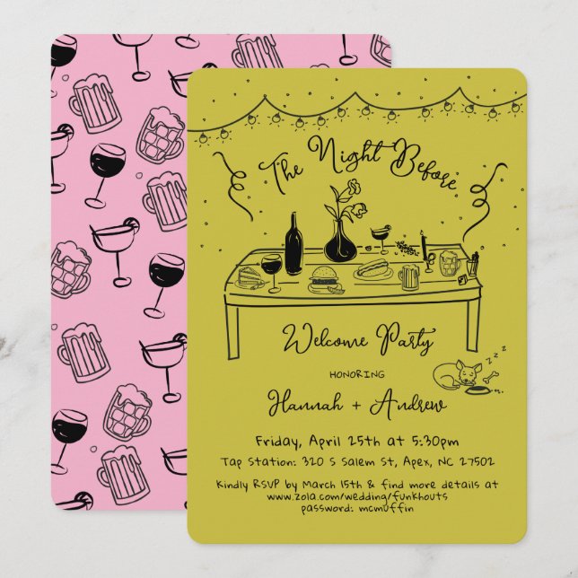 Invitación La noche de bienvenida de Hannah antes de chihuahu (Anverso / Reverso)