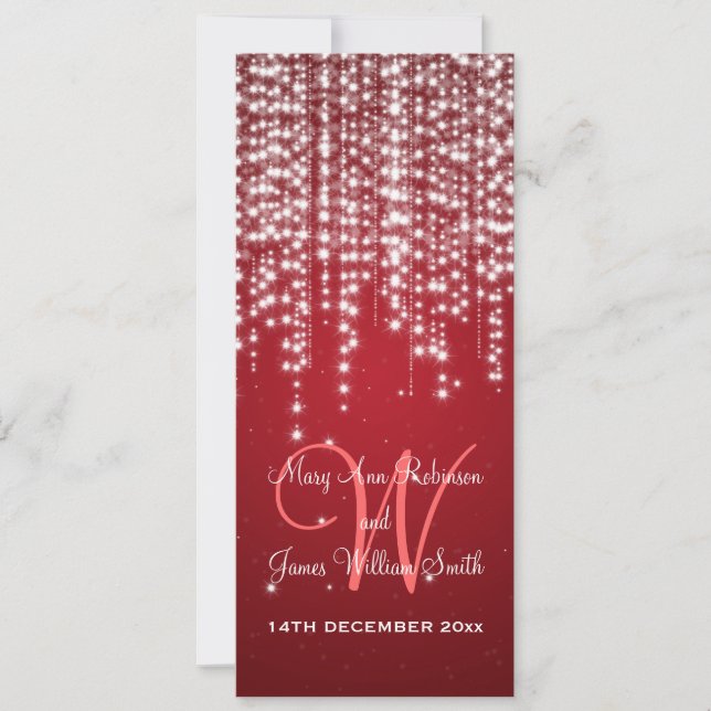 Invitación La noche de boda elegante deslumbra rojo (Anverso)