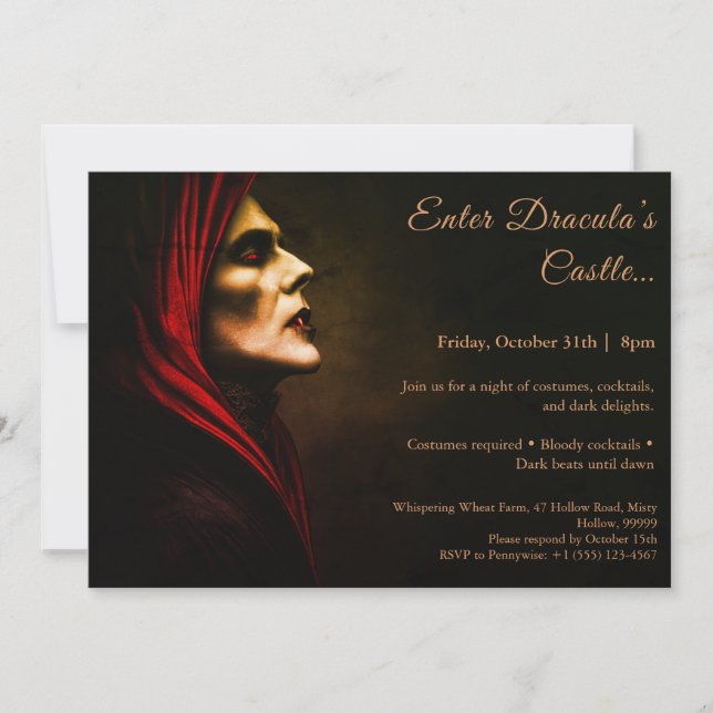 Invitación La noche de Drácula | Fiesta de disfraces de Hallo (Anverso)