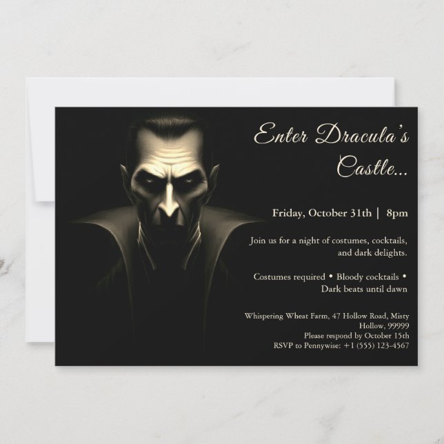 Invitación La noche de Drácula | Fiesta de disfraces de Hallo (Anverso)
