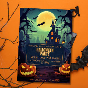 Invitación La noche de Halloween, espeluznante, perseguida po