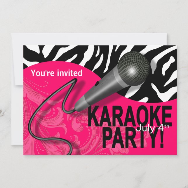 Invitación La noche de los chicas del Karaoke de la cebra (Anverso)
