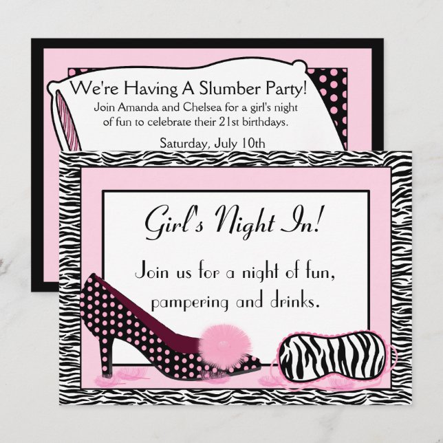 Invitación La noche del chica en fiesta del PJ (Anverso / Reverso)
