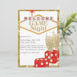 Invitación La noche del juego del Purpurina rojo de las Vegas