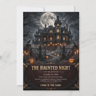 Invitación La Noche Embrujada Mansión Gótica Fiesta de Hallow