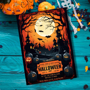 Invitación La noche oscura de Halloween, espeluznante, perseg