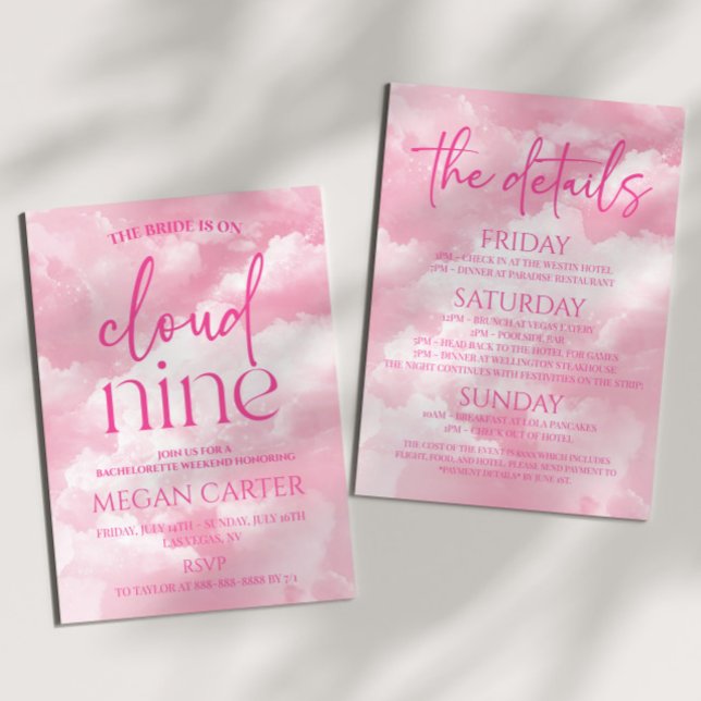 Invitación La Novia Está En La Nube Nueve Bachelorette Weeken (Subido por el creador)