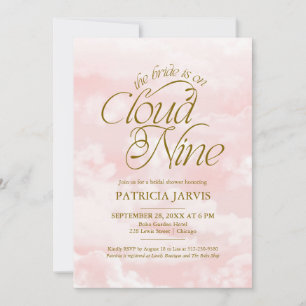Invitación La Novia Está En La Nube Nueve Rosa Oro Bridal Sho