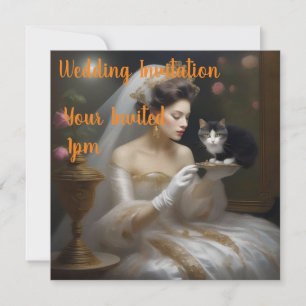 Invitación La Novia Gato Pintura Al Óleo,