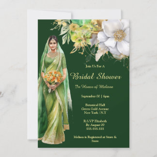 Invitación La novia india será flor de oro verde botánica
