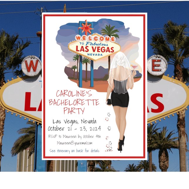 Invitación La novia rubia de la Bachelorette Party de Las Veg (Subido por el creador)