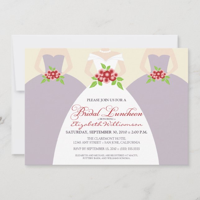 Invitación La novia y el alumerzo nupcial de las damas de (Anverso)