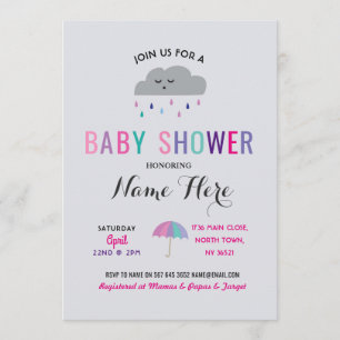 Invitación La nube de Baby Shower asperja al chica rosado del