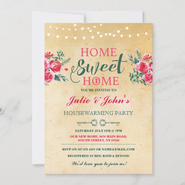 Invitación La nueva casa dulce casera que calienta llave (Anverso)