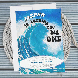 Invitación La Ola de Surf Big One Ocean primer cumpleaños