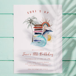 Invitación ¡La Ola Está Alta! | Cumpleaños Retro de Verano Su