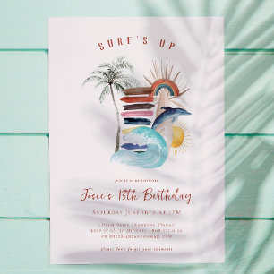 Invitación ¡La Ola Está Alta! Cumpleaños Retro de Verano Su