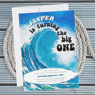 Invitación La Ola Grande Cumpleaños 1 año de surf en el océan