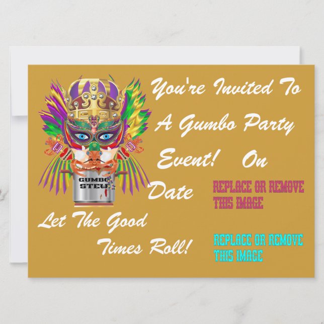 Invitación La opinión de la reina del Gumbo del festival hace (Anverso)