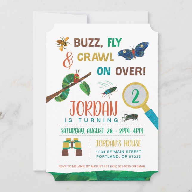 Invitación La oruga muy hambrienta | Cumpleaños de Bug (Anverso)