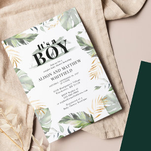Invitación La palma de Safari Jungle deja a las parejas Baby 