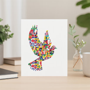 Invitación La paloma de la paz mundial hecha con banderas int