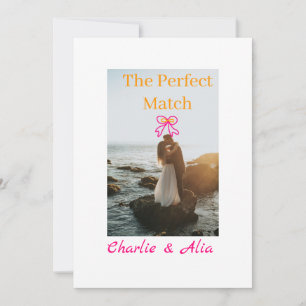 Invitación La pareja de novios perfecta foto retro rosa