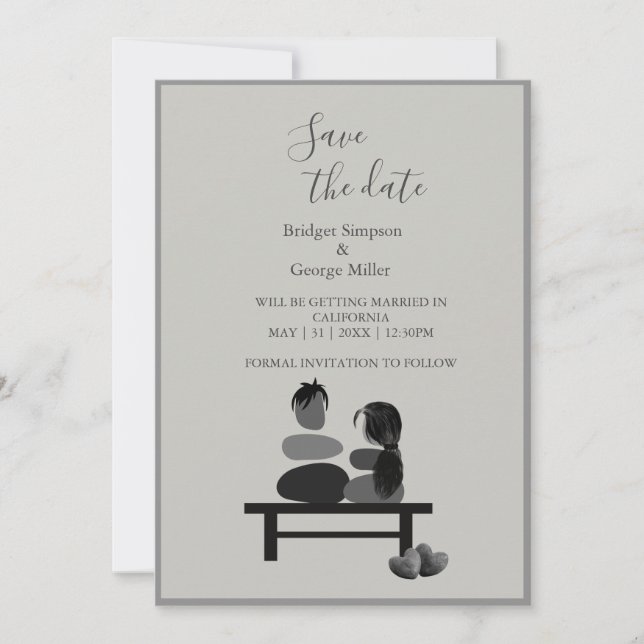 Invitación La pareja Eternal Stone Boho boda a salvo la fecha (Anverso)