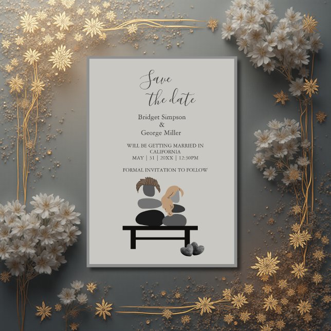 Invitación La pareja Eternal Stone Boho boda a salvo la fecha (Subido por el creador)