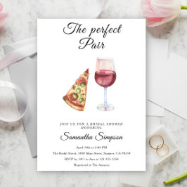 Invitación La pareja perfecta de vino y pizza para despedida 
