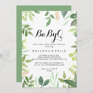 Invitación La parrillada de Baby Shower Bebé Botánico de Verd