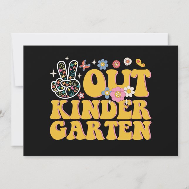 Invitación La Paz En El Jardín De Niños Groovy El Último Día  (Anverso)