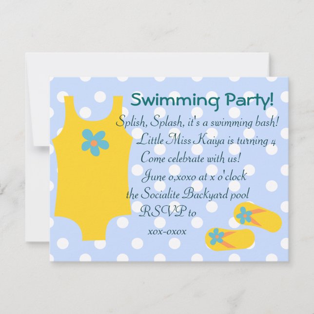 Invitación La Pequeña Bañita Amarilla (Anverso)