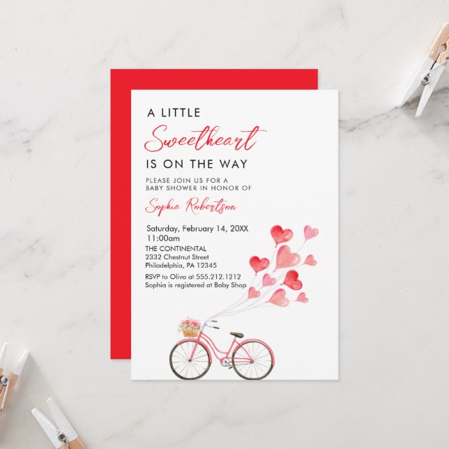 Invitación La pequeña bicicleta de San Valentín de San Valent (Anverso/Reverso In Situ)