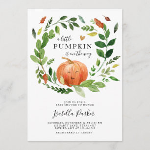 Invitación La pequeña calabaza de Baby Shower cae en la veget