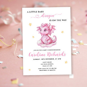 Invitación La pequeña dragona está en camino Baby Shower