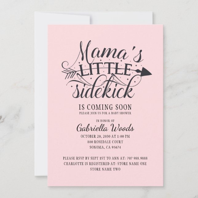 Invitación La pequeña ducha de niñas rosadas de mamá, sidepat (Anverso)