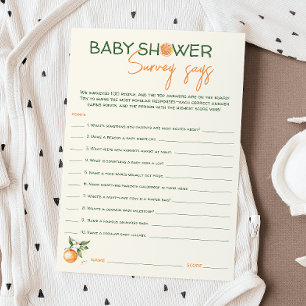 Invitación La pequeña encuesta de Baby Shower de Cutie Citrus