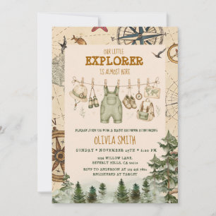 Invitación La pequeña exploradora está casi aquí Baby Shower